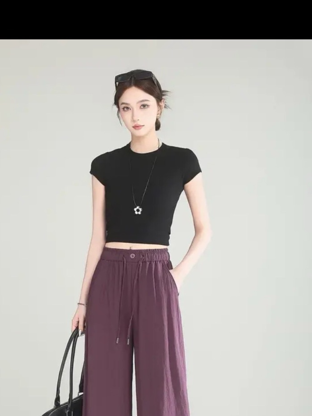 NIP!!!Deep Purple Linen Blend Wide Leg Drawstring Pants. Size Small - Picture 3 of 9